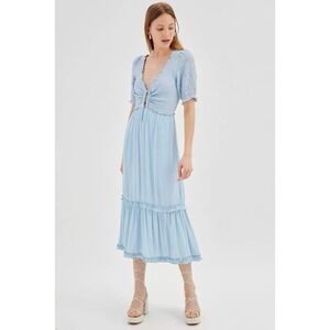 Urban Outfitters UO Picnic Time MIDI Dress Small Blue Boho Fairycore